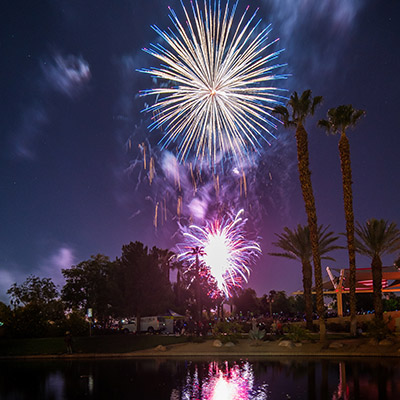 Fireworks display at Palm Desert Civic Center Park