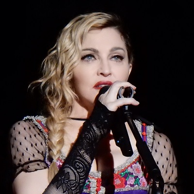Madonna with a microphone in hand