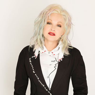 Cyndi Lauper on a white background